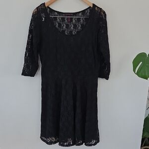 NWOT Material Girl Black Lace 3/4 Sleeve Dress